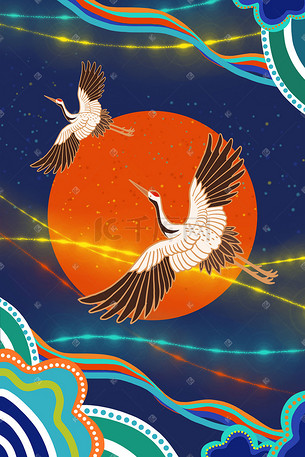 仙鹤飞天插画-仙鹤飞天配图-千库网