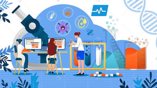 矢量扁平医疗医生科学研究科普