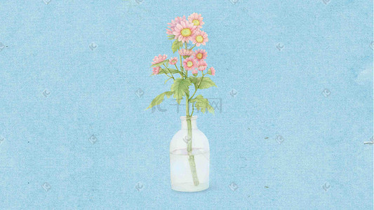花瓶插花插画图片_简约一枝花朵的插花