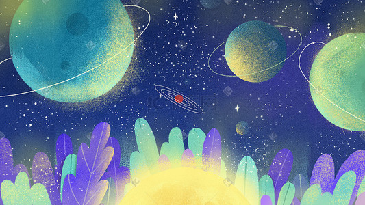 创意星空插画图片_创意星空梦幻唯美