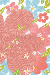 春季粉色花朵插画图片_粉色花朵小清新卡东手绘