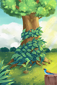 种树的图插画图片_植树节保护环境爱护自然种树环保插画
