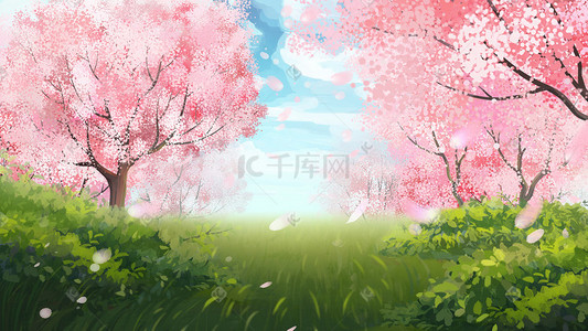 春天樱花节插画图片_樱花春天樱花节风景