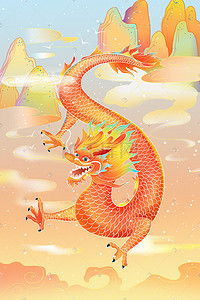 中国传统节日插画图片_二月二龙头节中国传统节日龙抬头龙年