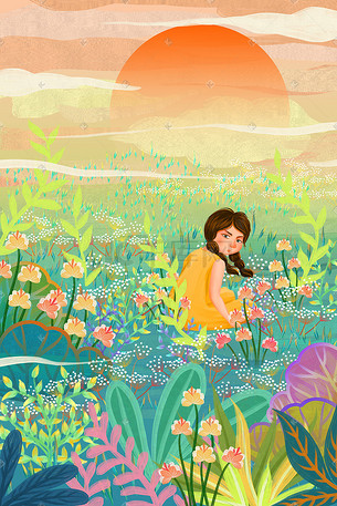 春天风景手绘背景