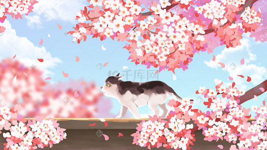 美樱插画图片_樱花樱花节樱花季春天春春景植物粉色浪漫