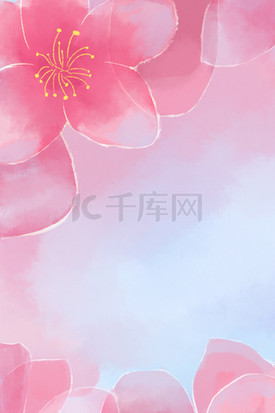 粉色水彩樱花背景插画图片_水彩风格春天樱花季节背景