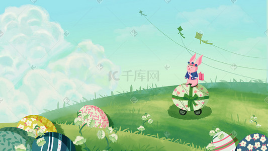 节日复活节插画图片_节日复活节兔子和彩蛋