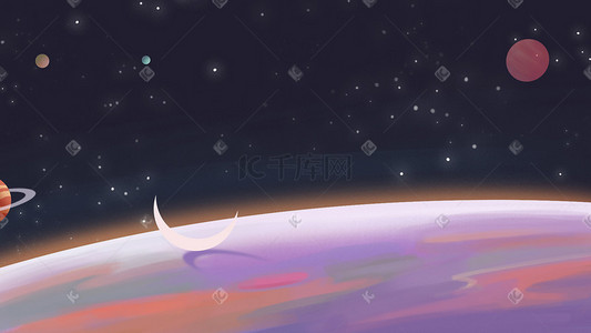 暖色花纹边框插画图片_暖色治愈星球太空宇宙