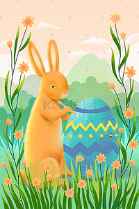 复活节兔子手绘彩蛋