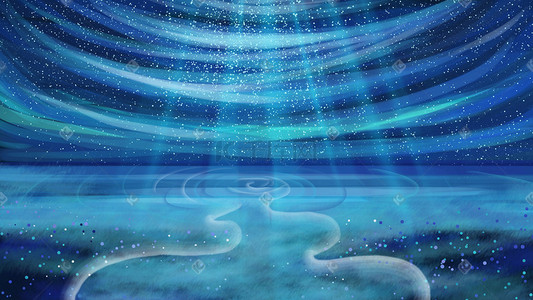 水波纹序列插画图片_蓝色梦幻唯美星空湖面波纹夜晚水面