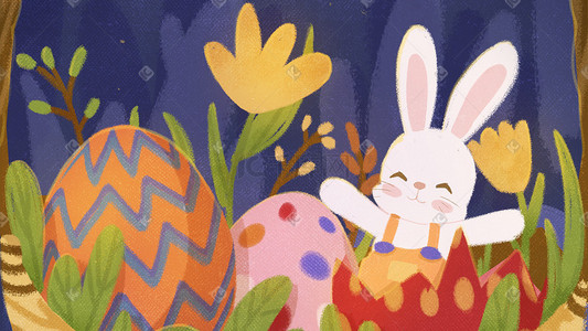 节日复活节插画图片_复活节彩蛋复活节小兔子