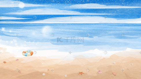 夏天的海边沙滩和海浪
