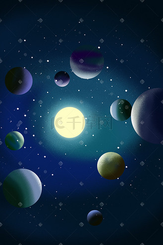 微信背景状态手机海报免抠背景带有大气游戏 ui 图标的蓝色太空星球