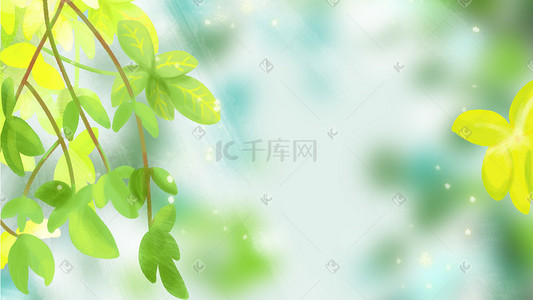 大自然叶子插画图片_24节气夏天夏季自然树叶