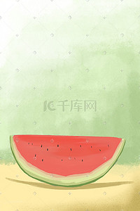 手绘夏日西瓜插画图片_夏日西瓜小孩背景图