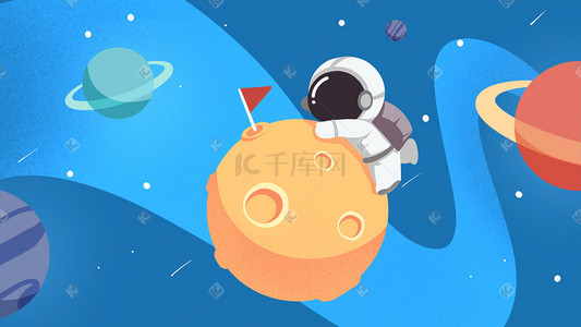 卡通宇宙星球插画图片_卡通太空星球宇航员