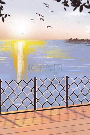 湖边清晨日出海边乡间小路海鸥大雁小长假