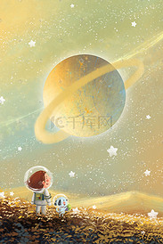 世界航天日主题之儿童插画风格