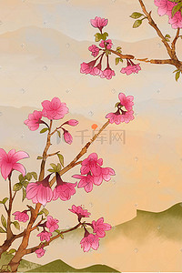 手绘樱花花插画图片_工笔国风腊梅水彩插画手绘花朵花