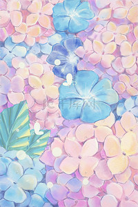 紫插画图片_春天夏天花花朵唯美治愈淡水彩紫球花与牵牛花