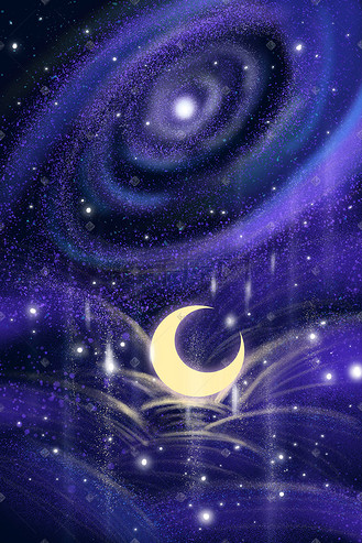 星空蓝粉梦幻卡通背景个人vip和企业vip免费下载插画星空宇宙太空星河