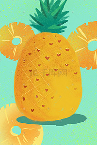 卡通菠萝水果插画图片_绿色小清新创意水果可爱卡通菠萝手绘