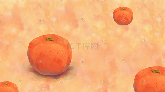 橘子背景插画图片_柿子水果手绘插画