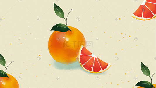 柚子汁原料插画图片_卡通创意水果小清新西柚手绘简约背景