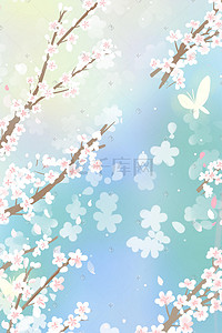 白色樱花花瓣插画图片_春天樱花唯美卡通治愈春季3月樱花花朵花