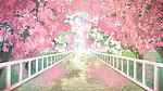 粉色小清新夏天唯美樱花马路景色花朵花