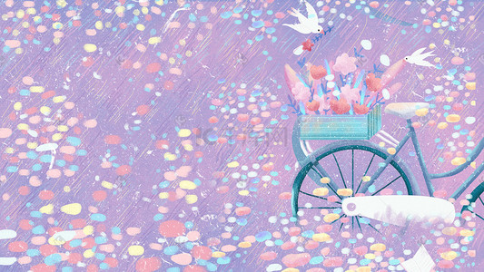 花朵手绘粉色插画图片_梦幻夏天花朵手绘