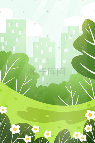 夏天低碳出行环保保护地球地球日绿色手绘插画