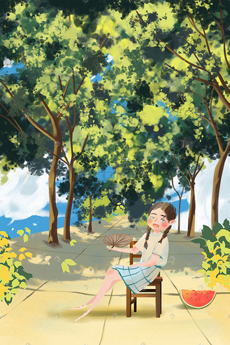 扇子中国风乘凉