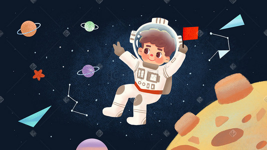 宇航员在浪漫的宇宙中漫游治愈风