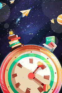 创意星星插画图片_创意星空宇宙梦想理想奋斗读书插画