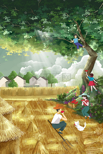 秋收元素个人vip和企业vip免费下载免抠元素卡通手绘稻谷麦子个人vip