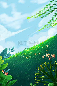 厚涂植物插画图片_唯美草地厚涂风景春天夏天