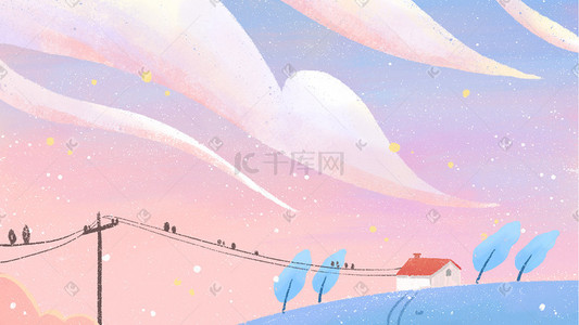 水彩卡通水彩插画图片_唯美夏天水彩卡通天空儿童插画