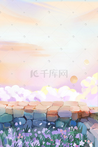 小清新唯美治愈天空云朵石头路景色