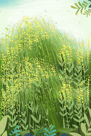 花朵手绘黄色插画-花朵手绘黄色配图-千库网