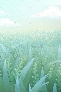 小清新夏季小满植物水稻麦子场景