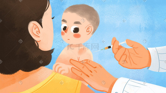 疫苗预防接种插画图片_医疗疫苗打针小宝宝预防接种科普