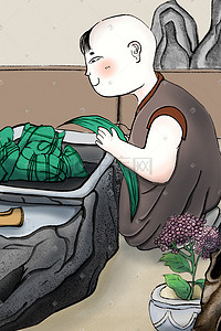 中国风长图插画图片_中国风端午节包粽子宣传图端午