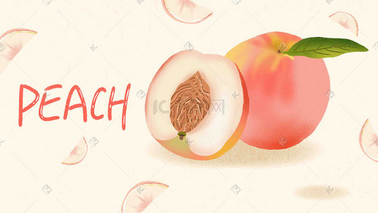 红色果汁插画图片_红色小清新桃子插图