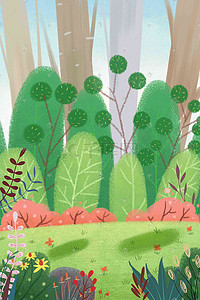 森林森林卡通插画图片_卡通儿童风景插画