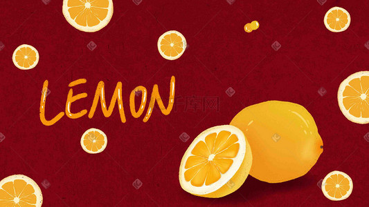 黄色柠檬水果插画图片_黄色小清新柠檬夏日清爽