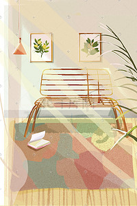 小清新室内家庭温馨植物阳光场景
