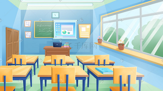 学校宣传栏插画图片_学校校园教室室内插画