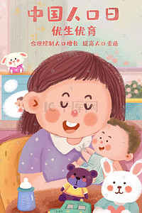 人口基数大插画图片_中国人口日之优生优育妈妈与宝宝